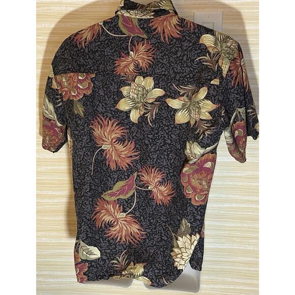 Island Republic Men's Black Floral Silk Blend Hawaiian Short Sleeve Shirt L 0598 - Picture 5 of 7